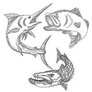 A collection of doodle art illustrations that includes the following