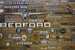 Collection of vehicle logos, car brand boot badges