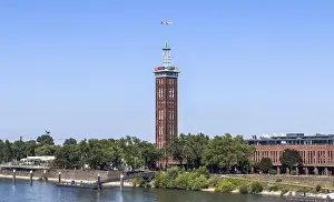 Cologne, Germany - 30. July 2024: View of the tower of the RTL television station on the banks of the Rhine in Cologne