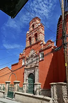 Category Cities DE Prints: Colonial building with red facade and bell tower