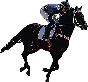 Color vector image of a racehorse with a jockey