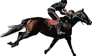 Color vector image of a racehorse with a jockey