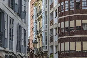 Colorful architecture in the old town of Ribadeo