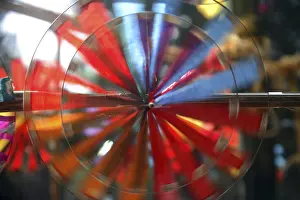 Colorful paper wheels moving by wind