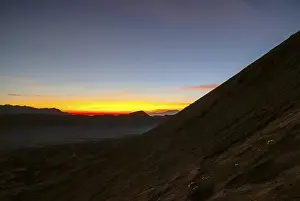 Colorful sunrise over Bromo volcano