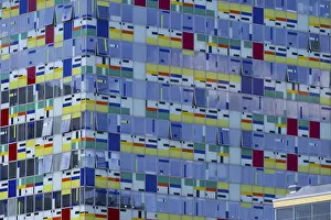 Colorium high-rise building, facade with coloured glass panels