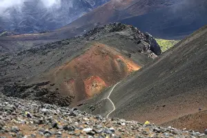 Category Mountain Landscapes Prints: Coloured ash and cinder deposits in a crater in Haleakala National Park