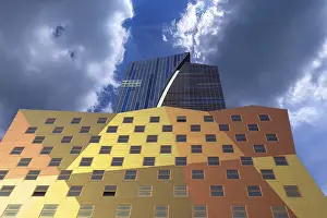 Colourful facade of a high-rise building