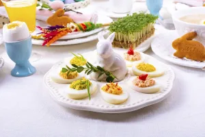 A colourful and festive Easter table decoration