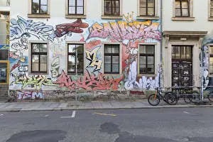 Colourful graffiti on a facade in LouisenstraBe