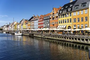 Category Scandinavia Prints: Colourful houses, restaurants and historic ships on the Nyhavn canal and harbour