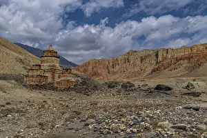 Colourfully painted Buddhist stupa