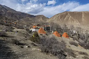 Category Buddhism Prints: Colourfully painted Buddhist stupa