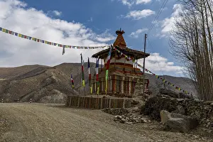 Colourfully painted Buddhist stupa