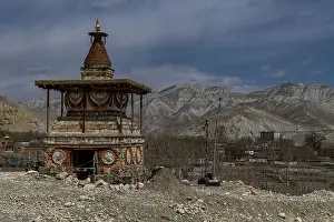 Colourfully painted Buddhist stupa