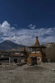 Colourfully painted Buddhist stupa