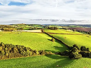 Colours of Devon Farms and Fields over Berry Pomeroy from a drone