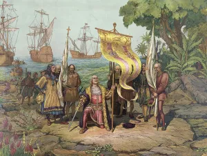 Columbus takes possession of the new land