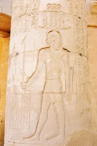 Column with relief, double temple of Kom Ombo