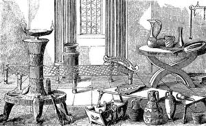 Compilation of archaeological Etruscan finds from the Etruria Tranpadana region, Lombardy and northern Piedmont, decorated vases, jewellery boxes, mirrors, jugs, made of iron and especially copper, history of mankind, Italy