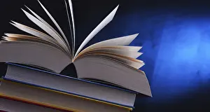 Composition with open book on the table