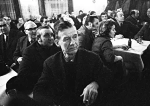 Concerned faces predominate at the tenants protest meeting of RAG (Ruhrkohle AG) tenants on 1