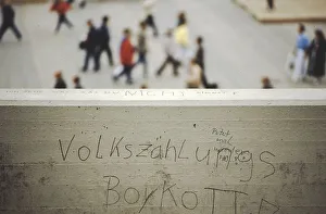 Concrete wall Neuer Schlossplatz with the inscription Volkszaehlungsboykott