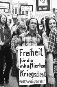 Conscientious objectors demonstrated against the reform of the SPD Defence Minister Georg Leber in Essen