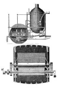 Construction drawings of the steam traction engine by Simon Stevens