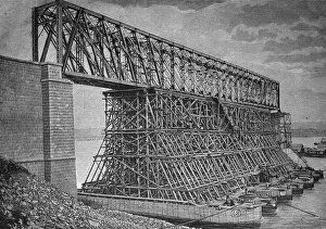 Construction of the huge bridge over the Volga river between Syzran and Samara