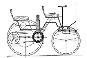 Construction plan of a car with a daimler engine