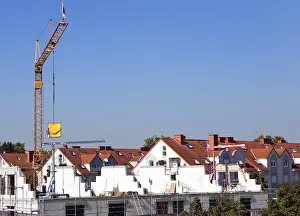 Construction site in an estate of terraced houses