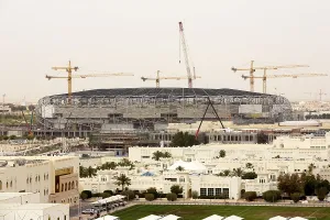 Construction site of a football stadium in Doha