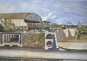 Construction site of the new quay wall on the Thames