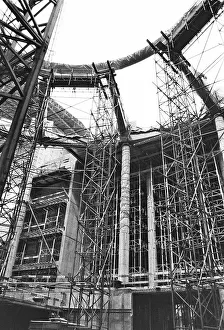 Construction site of the Reichstag building in January 1997 inside