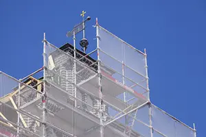 Construction site, scaffolding on the facade of the Schutting building