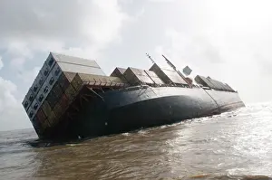 Container ship chitra tilted dangerously colliding in sea