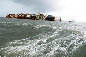 Container ship chitra tilted dangerously colliding in sea