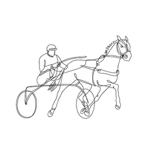 Continuous line drawing illustration of a jockey