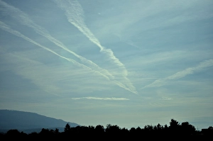 Contrails from aircraft, jets