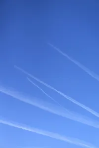 Contrails in the blue sky, Bavaria