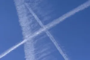 Contrails in the blue sky, Bavaria