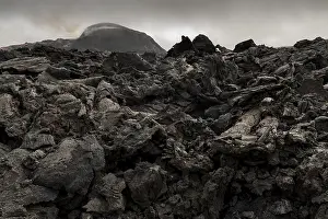 Cooled lava flows, active crater Crater