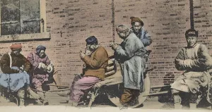 Coolies, day labourers, at a rest