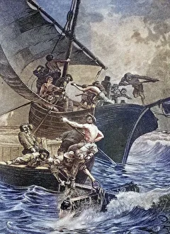 Coral fisherman on the open sea