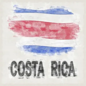 Costa Rica National Colors with Country Name Background