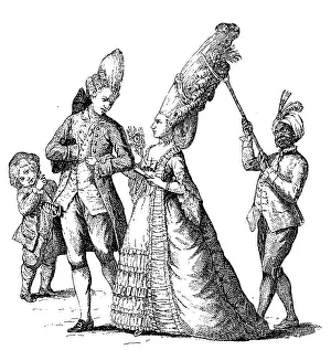 Costume around 1780 with high coiffure