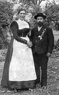 Couple, big woman with her little man