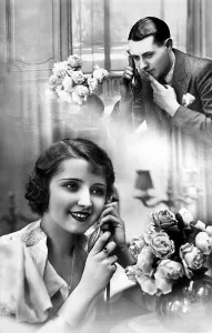 Couple, Lovers flirting on the phone