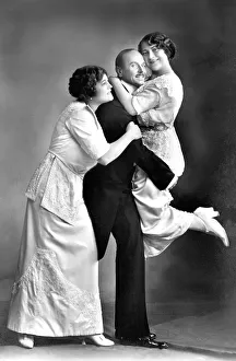 Couples, a man two admirers, 1910s